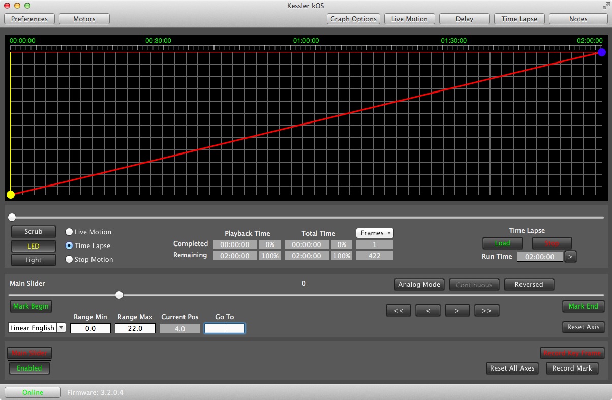 CineDrive kOS software interface